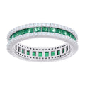 925 Sterling Silver Womens Green White Princess-cut Round Cubic-Zirconia Eternity Wedding Band Ring Size 6
