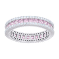 925 Sterling Silver Womens Pink White Princess-cut Round Cubic-Zirconia Eternity Wedding Band Ring Size 8