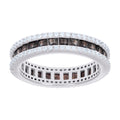 925 Sterling Silver Womens Brown White Princess-cut Round Cubic-Zirconia Eternity Wedding Band Ring Size 9