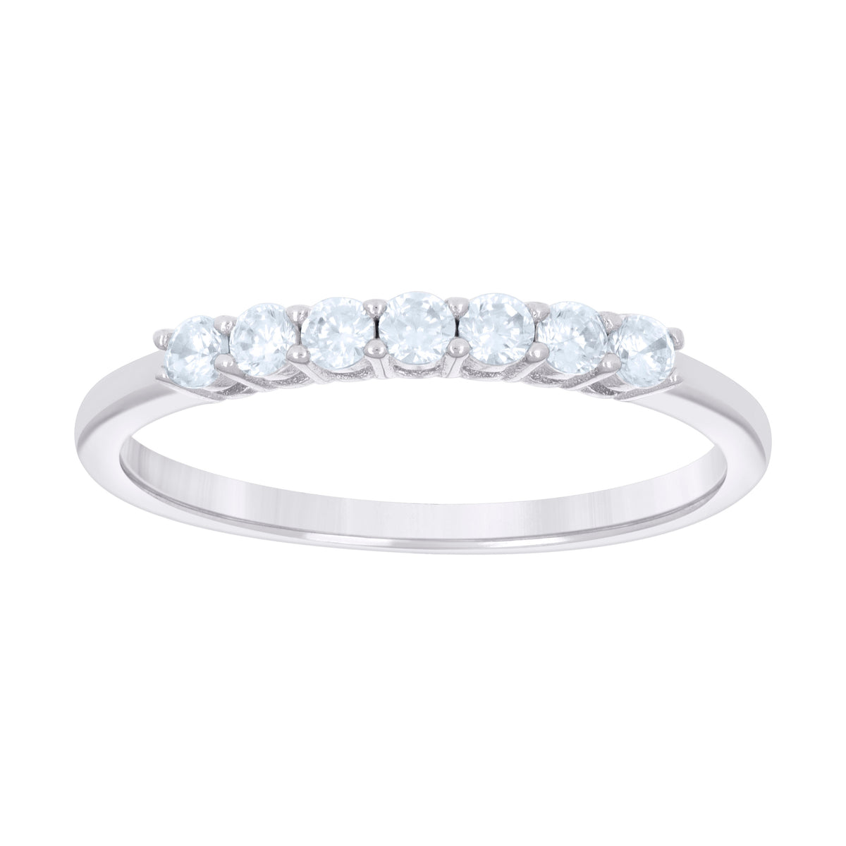 925 Sterling Silver Womens Cubic-Zirconia Single Row CZ Wedding Band Ring