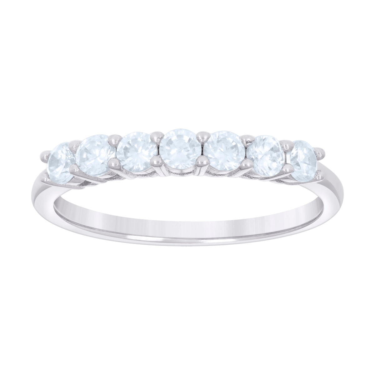 925 Sterling Silver Womens Cubic-Zirconia Single Row CZ Wedding Band Ring Size 7
