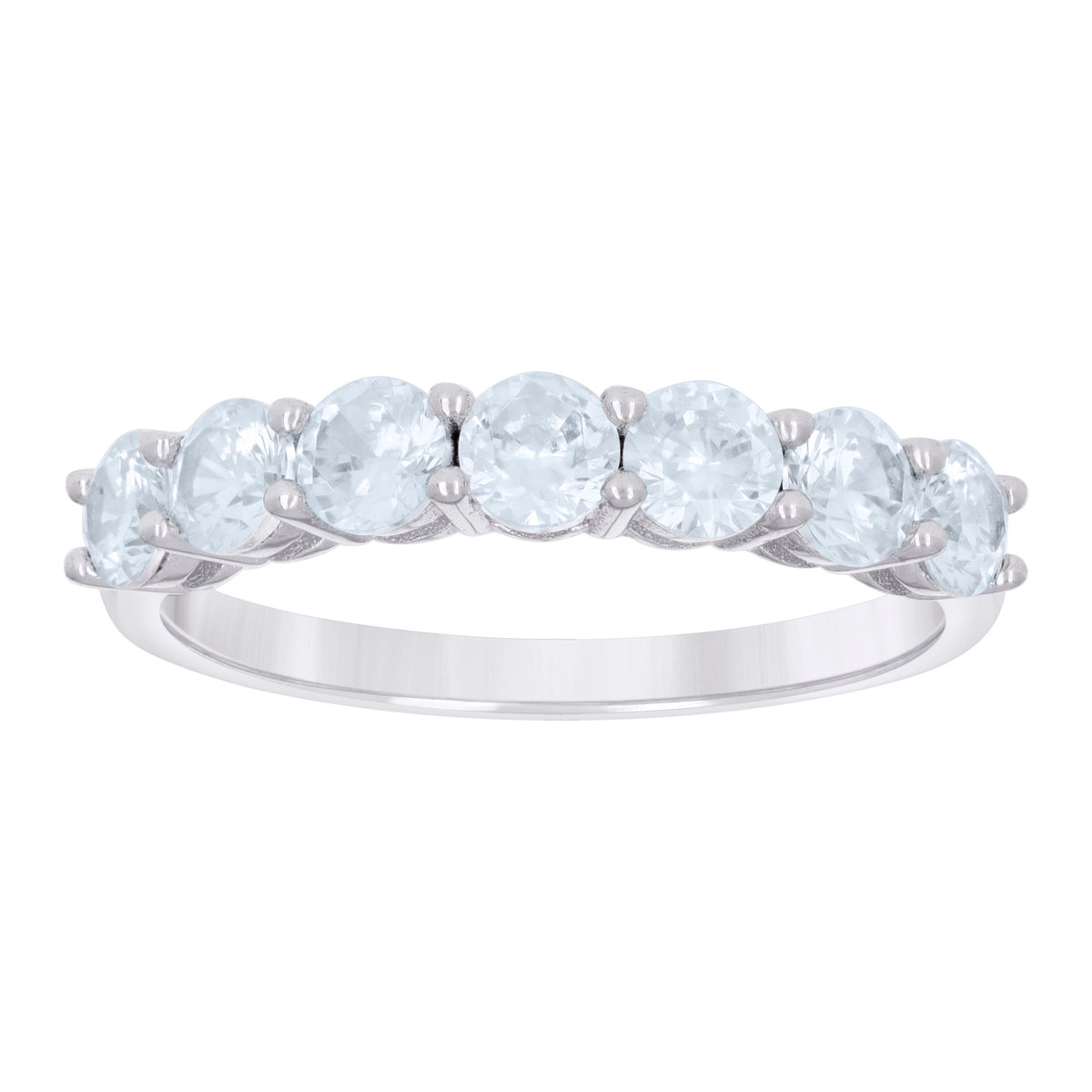 925 Sterling Silver Womens Cubic-Zirconia Single Row CZ Wedding Band Ring