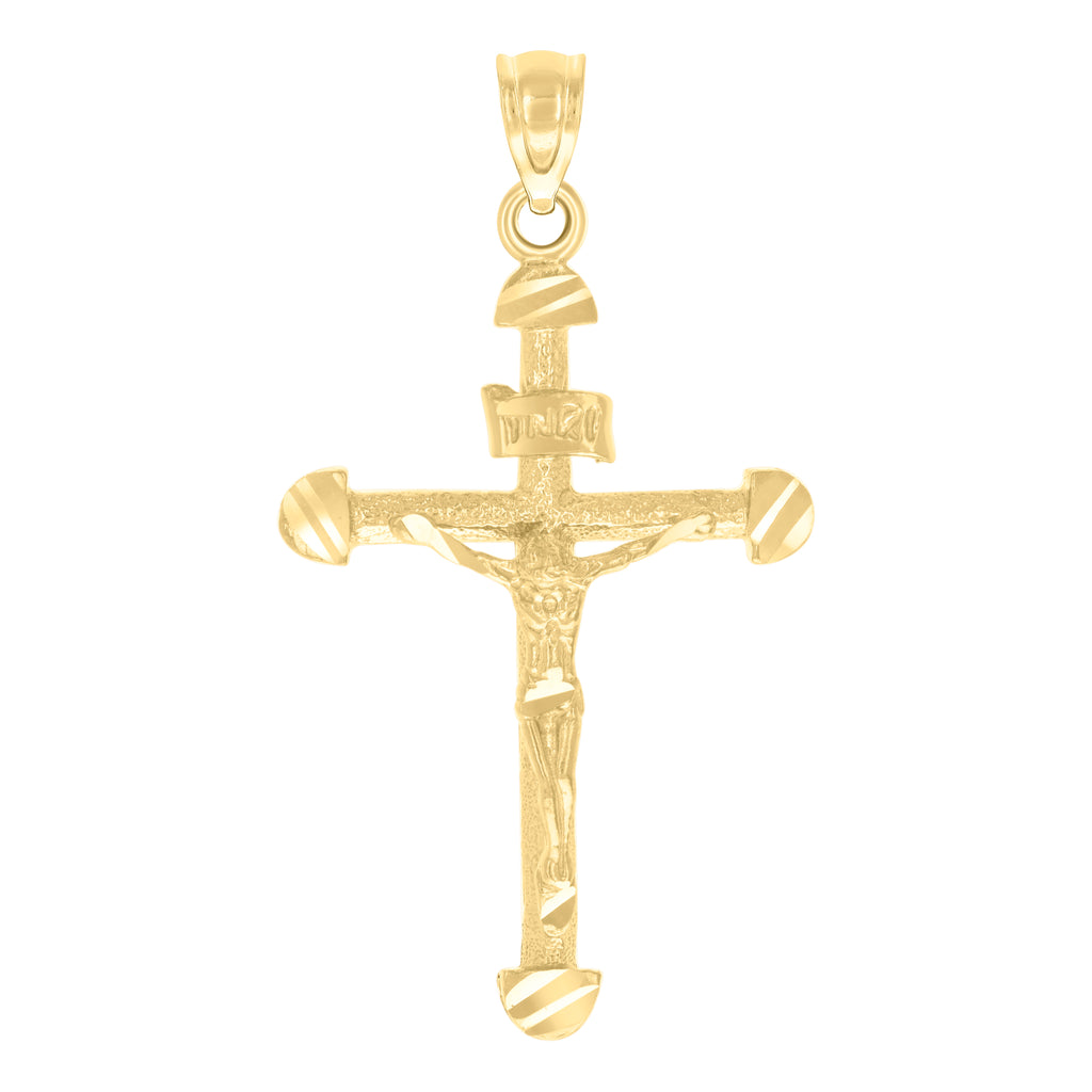 10K Yellow Gold Womens Mens Unisex Crucifix Cross Religious Charm Pendant