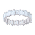 925 Sterling Silver Womens Baguette Cubic-Zirconia Eternity Engagement Ring Size 7