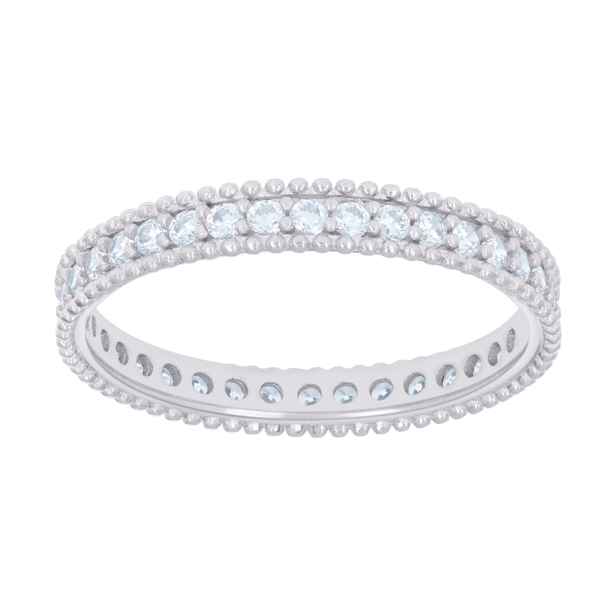925 Sterling Silver Womens Cubic-Zirconia Single Row CZ Eternity Engagement Ring Size 9