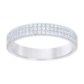 925 Sterling Silver Womens Cubic-Zirconia Triple Row CZ Wedding Band Ring Size 10