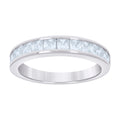 925 Sterling Silver Womens Princess-Cut Cubic-Zirconia Wedding Band Ring Size 8