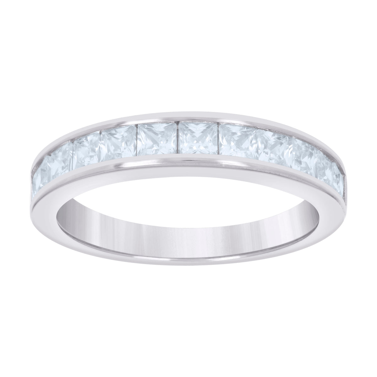 925 Sterling Silver Womens Princess-Cut Cubic-Zirconia Wedding Band Ring Size 8