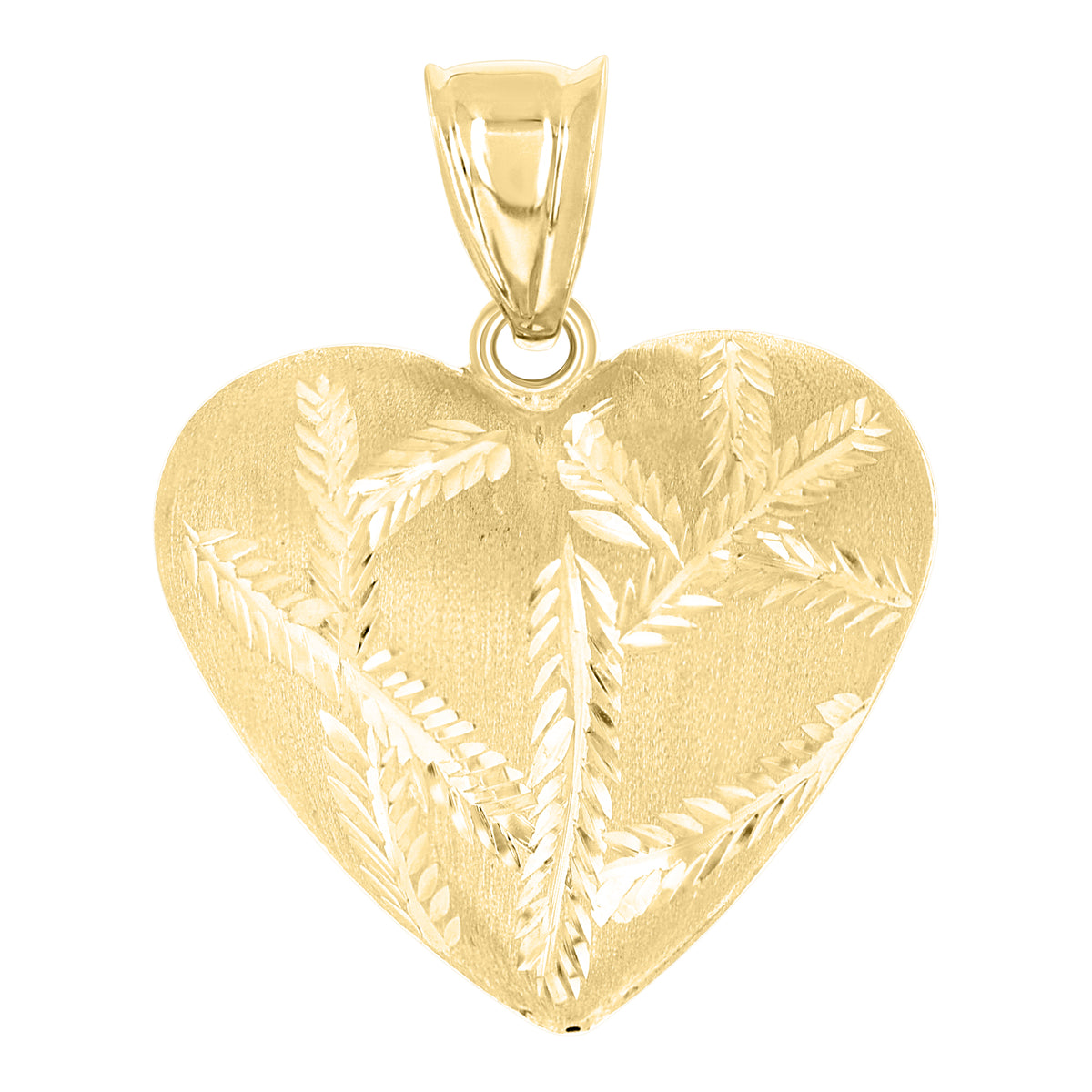 10K Yellow Gold Womens Puffed Heart Charm Pendant