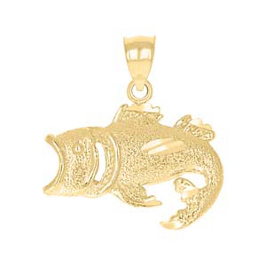 10K Yellow Gold Womens Fish Animal Charm Pendant