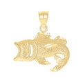 10K Yellow Gold Womens Fish Animal Charm Pendant