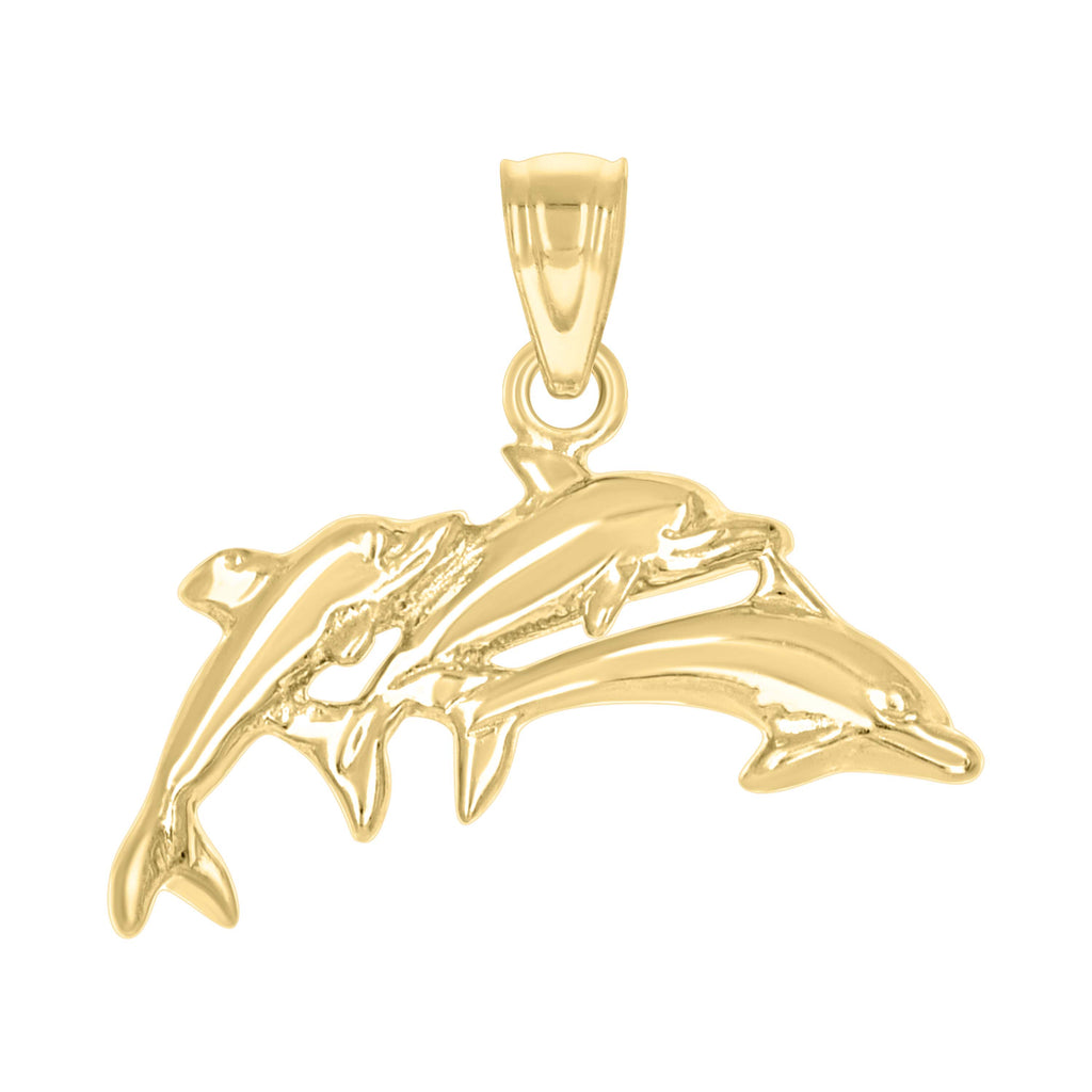 10K Yellow Gold Womens Three Animal Charm Pendant