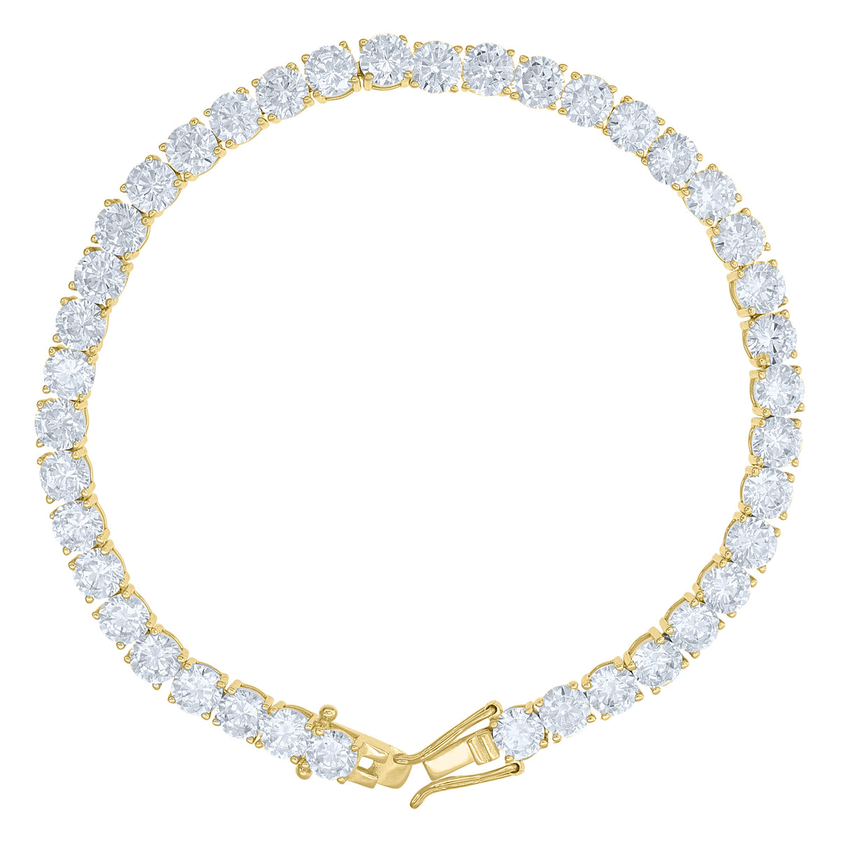 925 Sterling Silver Yellow-tone 31.2ct Moissanite Tennis Bracelet 6mm Size 9 Inches