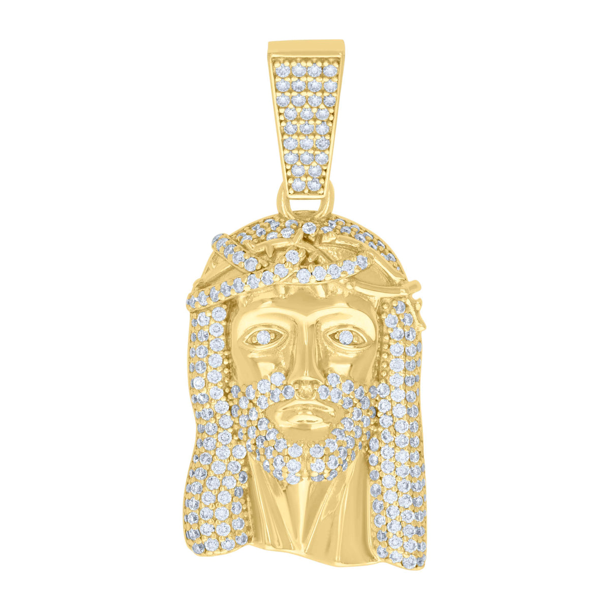 925 Sterling Silver Yellow-tone Mens 1.34ct Moissanite Jesus Religious Charm Pendant