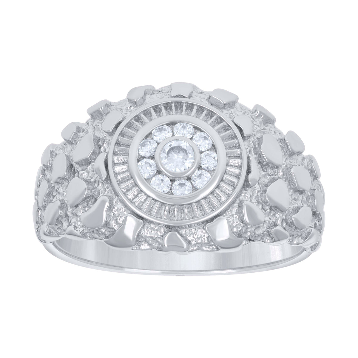 925 Sterling Silver Mens 0.26ct Moissanite Nugget Fashion Ring Size 9