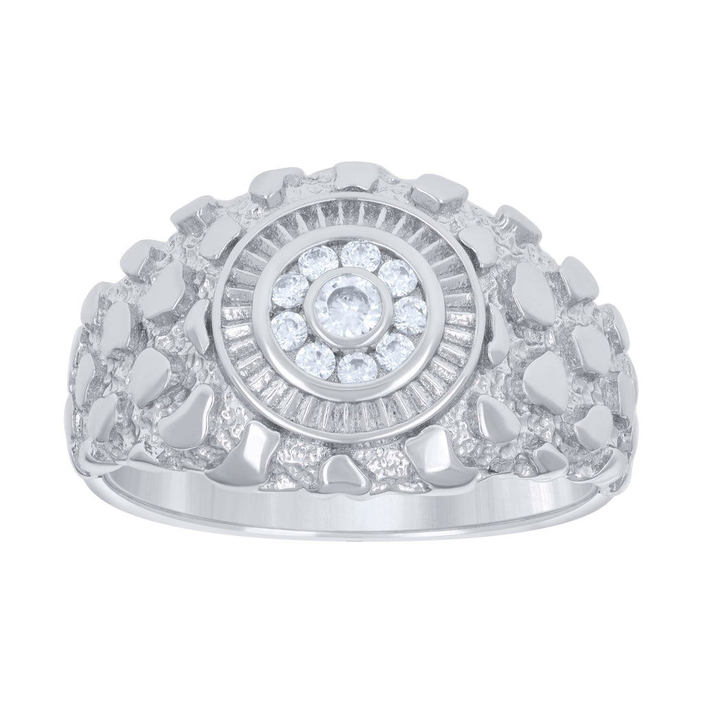 925 Sterling Silver Mens 0.26ct Moissanite Nugget Fashion Ring