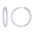 925 Sterling Silver Womens Cubic Zirconia 2mm Hoop Earrings