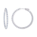 925 Sterling Silver Womens Cubic Zirconia Hoop Earrings 2.5mm X 30mm