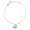 925 Sterling Silver Womens Heart Charm Bracelet Size 7.5 Inches