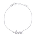 925 Sterling Silver Womens Love Charm Bracelet Size 7.5 Inches