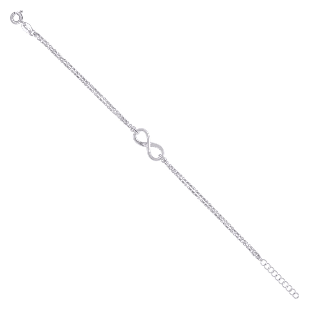 925 Sterling Silver Womens Infinity Charm Bracelet Size 7.5 Inches