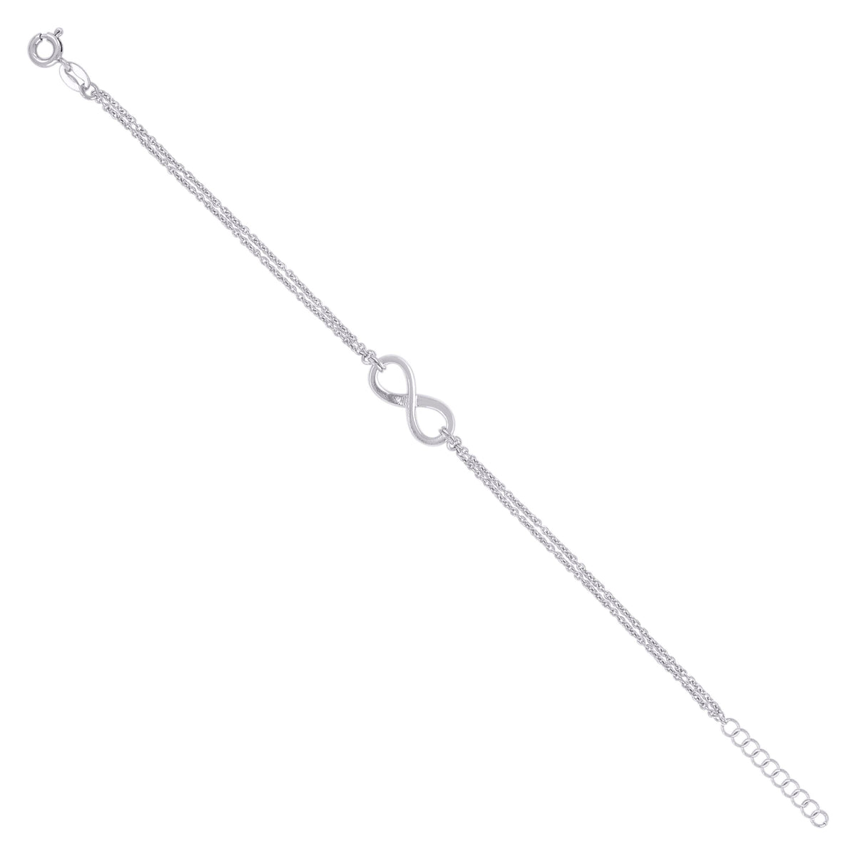 925 Sterling Silver Womens Infinity Charm Bracelet Size 7.5 Inches