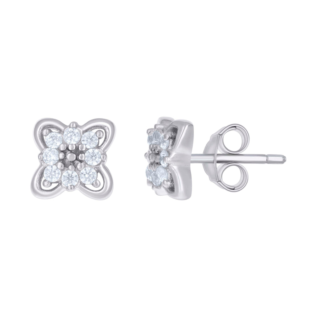925 Sterling Silver Womens Cubic-Zirconia Fashion Stud Earrings