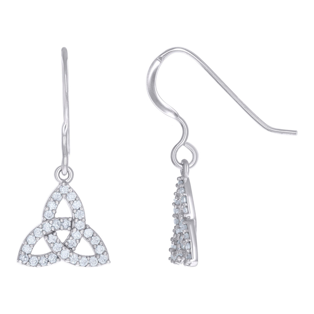 925 Sterling Silver Womens Cubic-Zirconia Trinity Knot Fashion Danglers Earrings