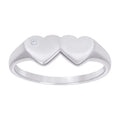 925 Sterling Silver Womens Cubic-Zirconia Double Heart Ring Size 8
