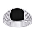 925 Sterling Silver Mens Black Enameled Square Head Fashion Ring Size 7