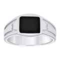 925 Sterling Silver Mens Black Enameled Square Head Fashion Ring Size 10