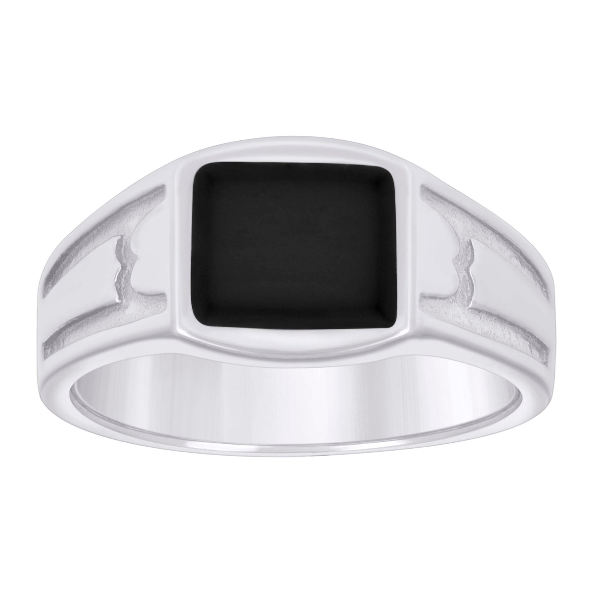 925 Sterling Silver Mens Black Enameled Square Head Fashion Ring Size 10