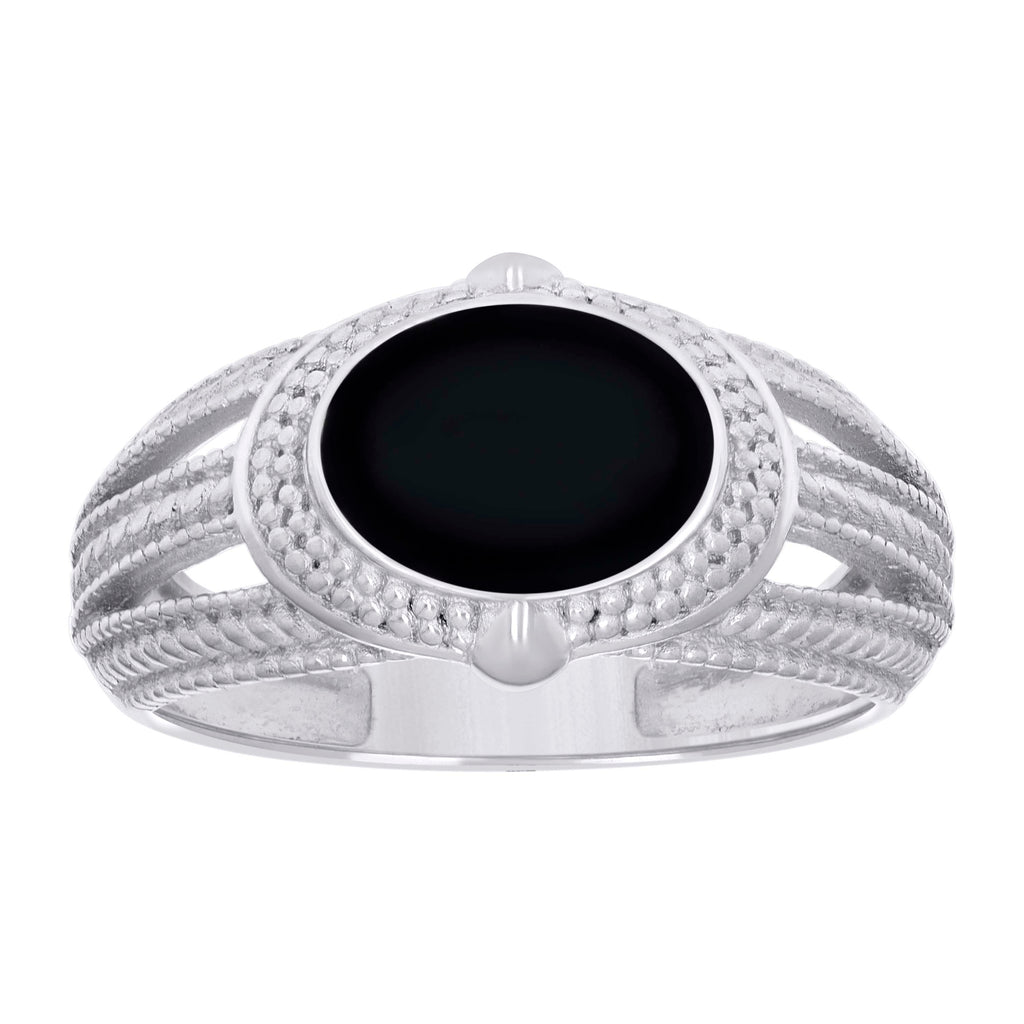 925 Sterling Silver Mens Black Enameled Oval Head Fashion Ring Size 12