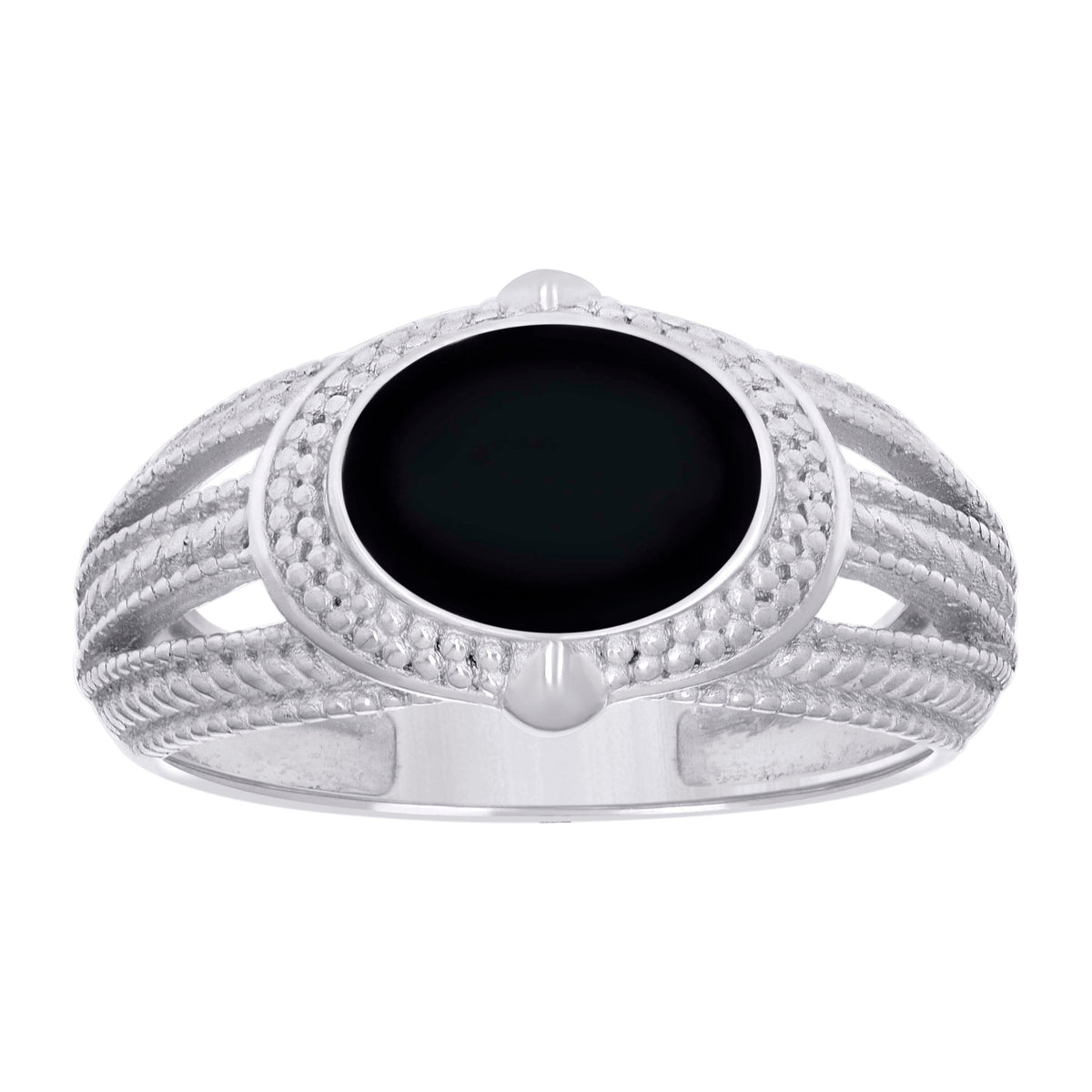 925 Sterling Silver Mens Black Enameled Oval Head Fashion Ring Size 12