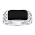 925 Sterling Silver Mens Black Enameled Fashion Ring Size 7