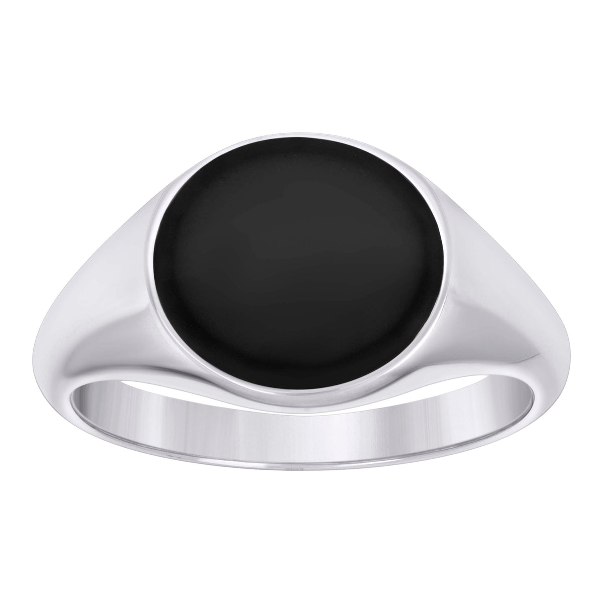 925 Sterling Silver Mens Black Enameled Fashion Ring