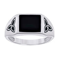 925 Sterling Silver Mens Black Enameled Square Head Fashion Ring Size 12