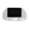 925 Sterling Silver Mens Black Enameled Fashion Ring Size 10