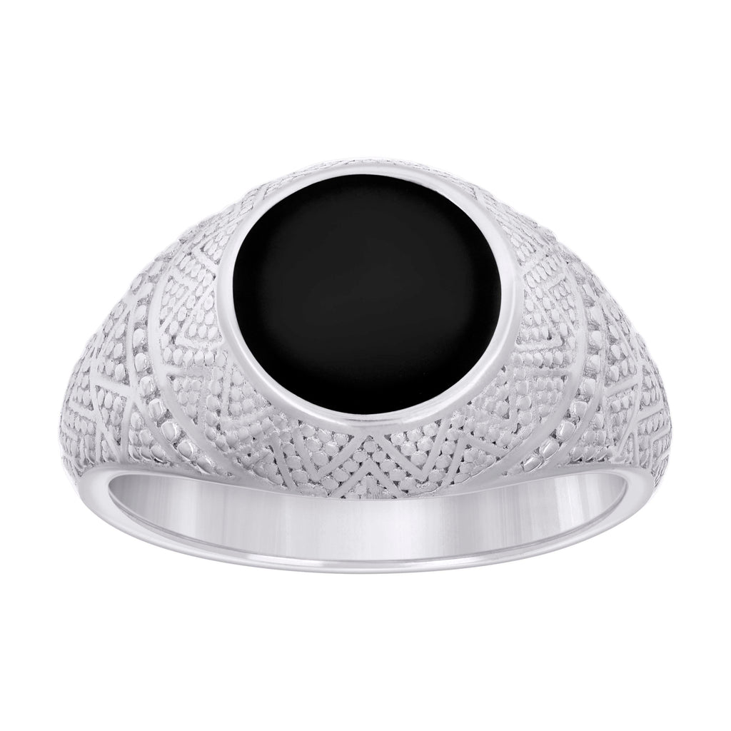 925 Sterling Silver Mens Black Enameled Fashion Ring Size 9