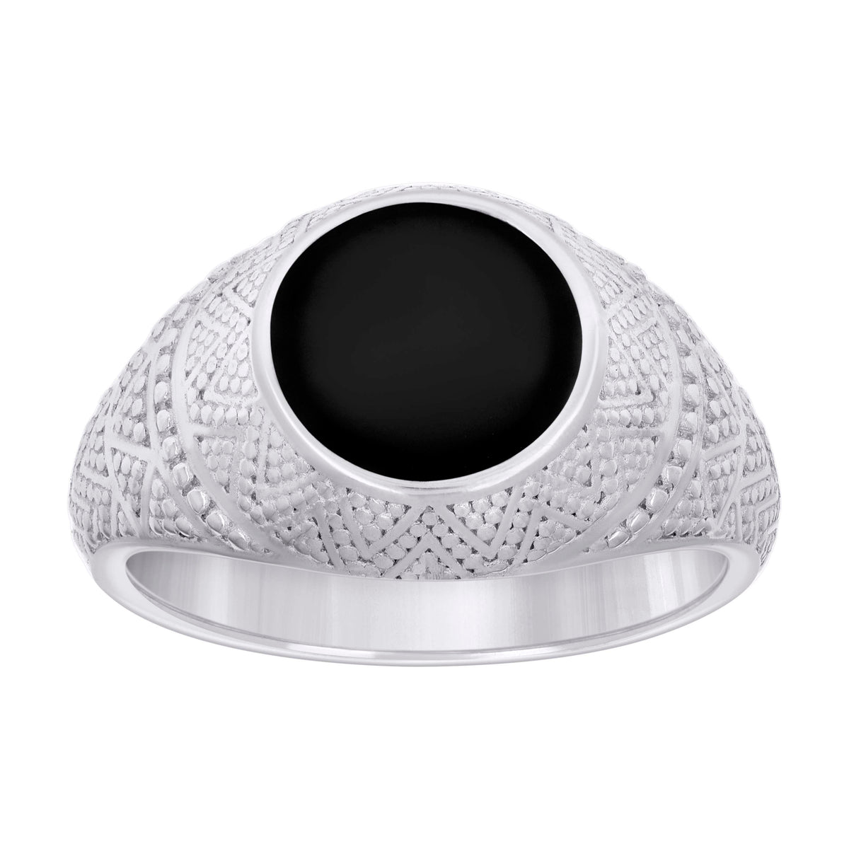 925 Sterling Silver Mens Black Enameled Fashion Ring Size 9