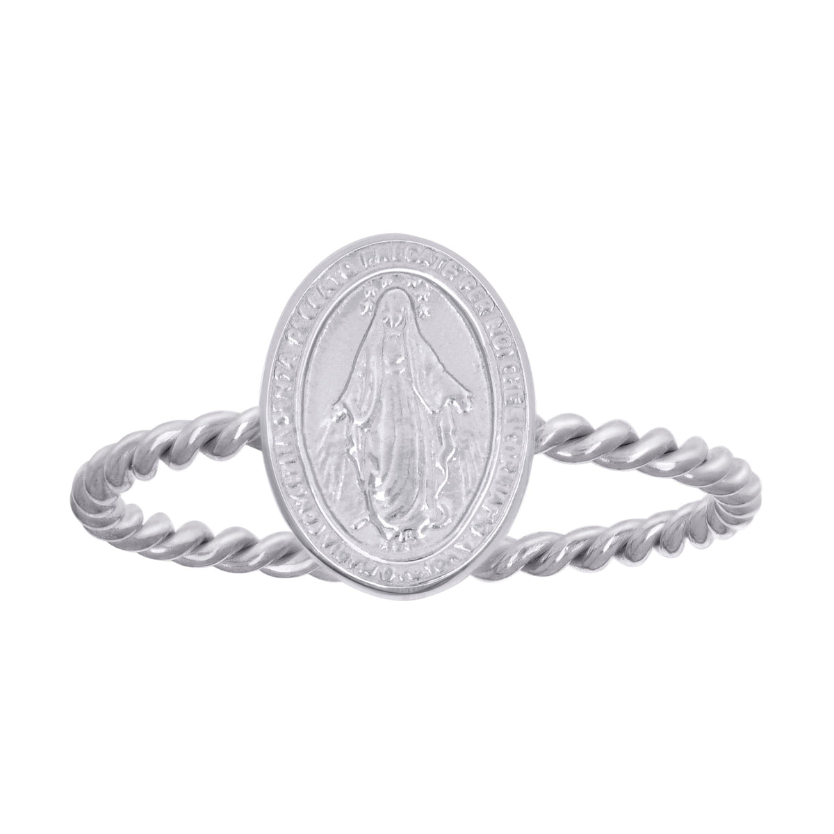925 Sterling Silver Unisex Miraculous Medal Religious Ring Size 6