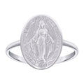 925 Sterling Silver Unisex Miraculous Medal Religious Ring