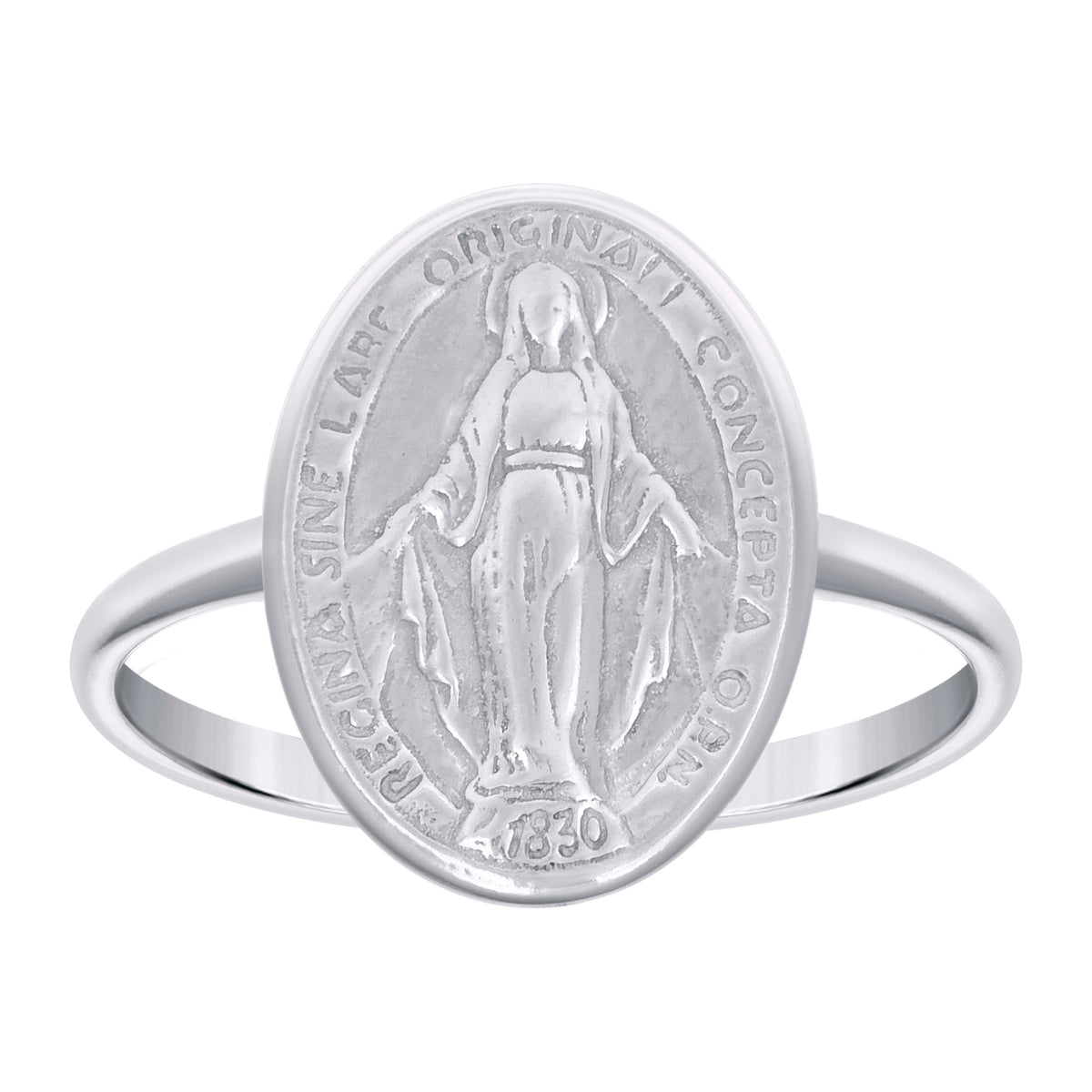 925 Sterling Silver Unisex Miraculous Medal Religious Ring