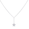 925 Sterling Silver Womens Cubic-Zirconia Star Charm Necklace