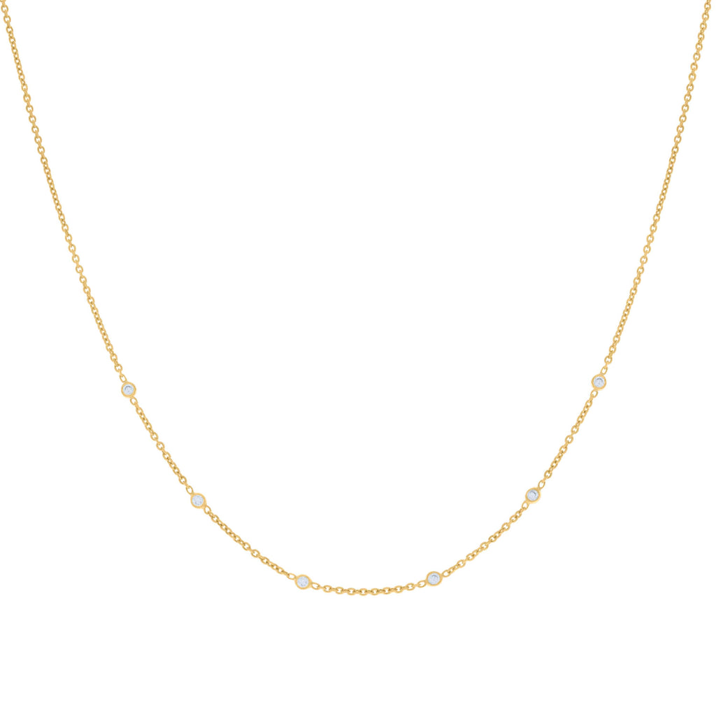 925 Sterling Silver Yellow-tone Womens Cubic-Zirconia Fashion Chain Necklace