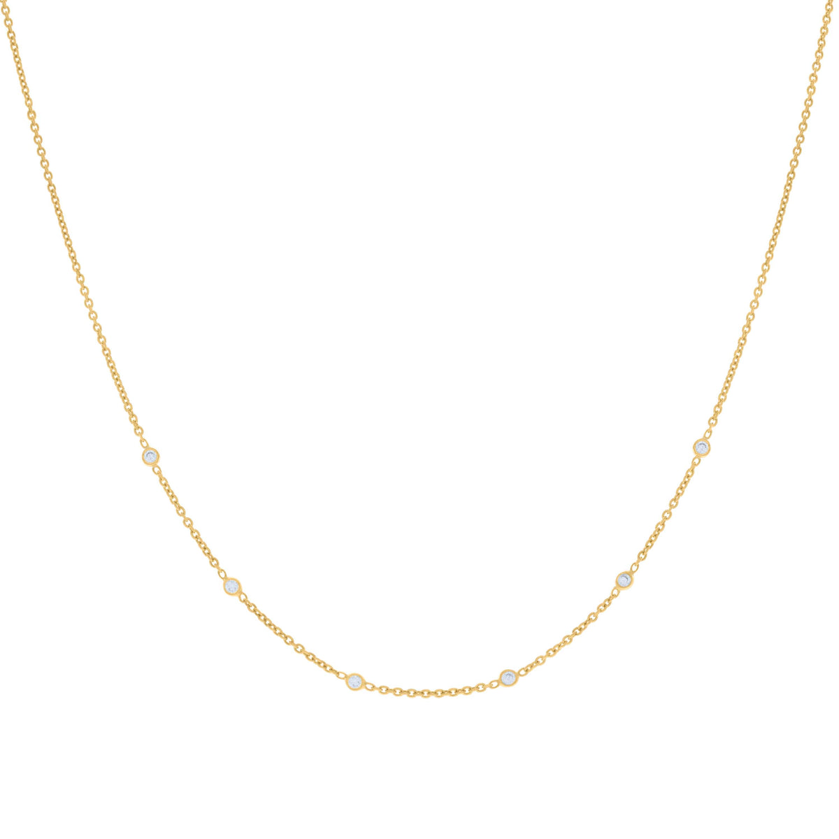 925 Sterling Silver Yellow-tone Womens Cubic-Zirconia Fashion Chain Necklace