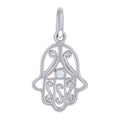 925 Sterling Silver Unisex Cubic-Zirconia Hamsa Symbol Religious Charm Pendant