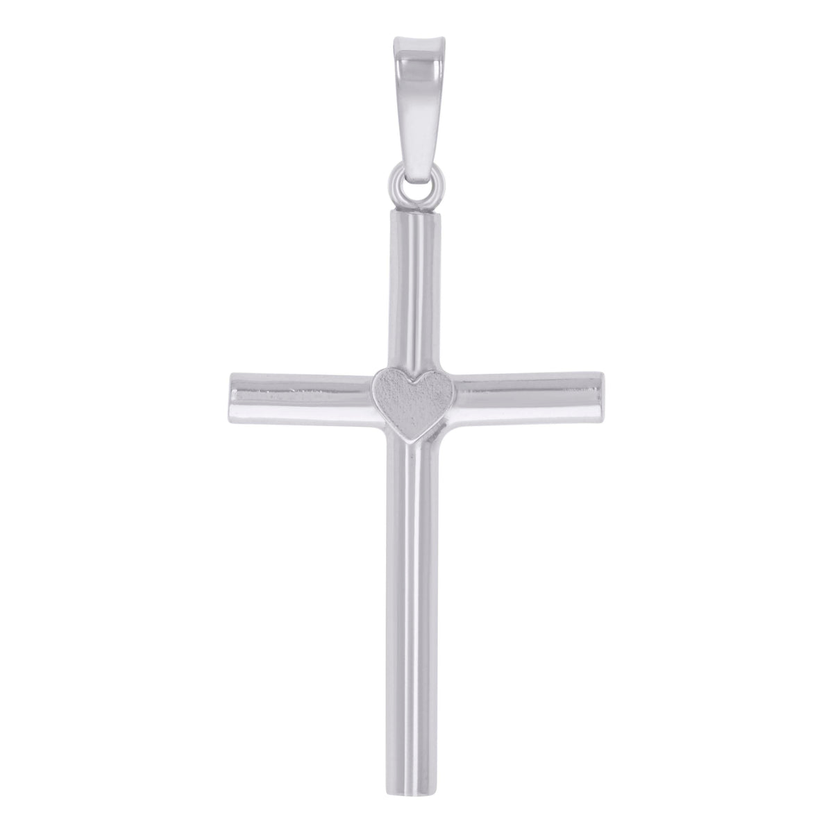 925 Sterling Silver Unisex Heart Cross Religious Charm Pendant
