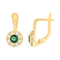 10K Yellow Gold Womens Green White Cubic-Zirconia Fashion Latch Back Earrings