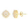 10K Yellow Gold Womens Baguette Round Cubic-Zirconia Fashion Stud Earrings
